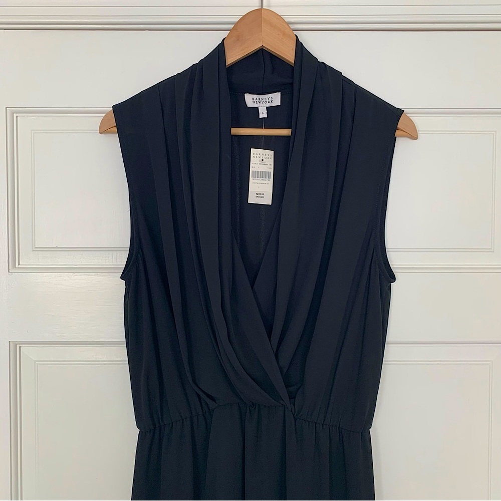 Black Midi Deep V Neck Dress Barneys New York